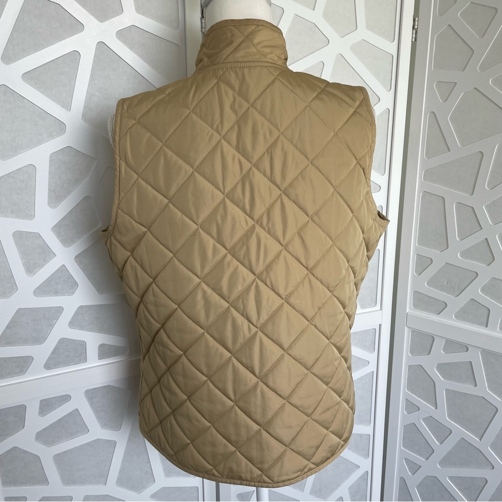 Vintage Women's Equestrian Themed Light Puffer Vest Tan Size L Large VGUC - Picture 10 of 14